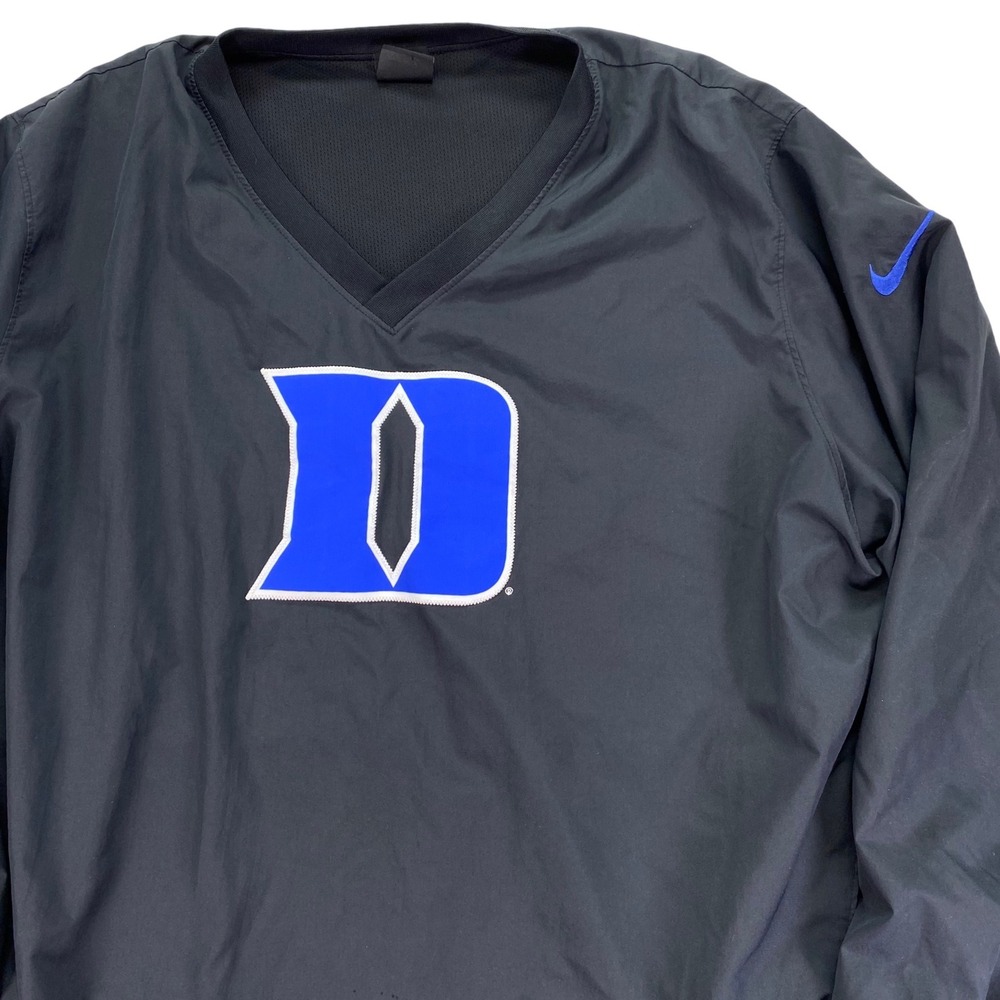 Nike Duke‎ Blue Devils Windbreaker Mens Large Black V-Neck Pullover Jacket